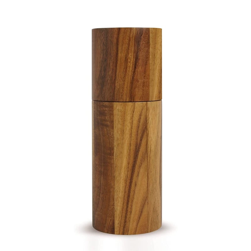 AdHoc Acacia Wood Salt & Pepper Mill - Adjustable Handheld Grinder for Salt & Pepper - Refillable Manual Grinder for Spices - Wood Spice Mill with Ceramic Grinder Mechanism - Image 1